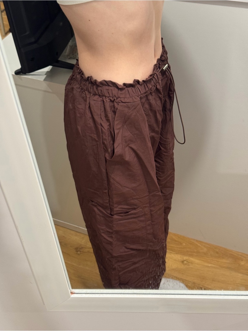 Brown parachute pants